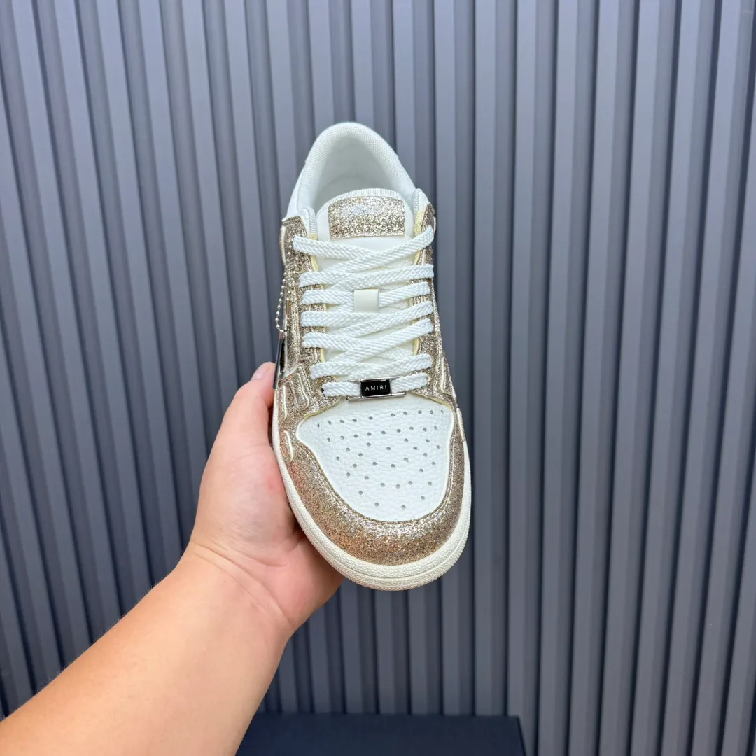 Men's men's shoes 💰600 AMIRI high street sneakers with bone sports shoes, toe layer cowhide upper, upper side bones, hand-stitched, good three-dimensional effect, customized metal LOGO, size 38-45 46